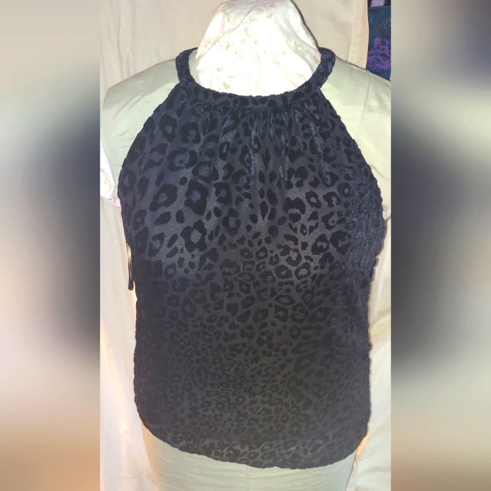 White house Black market leopard jacquard halter top